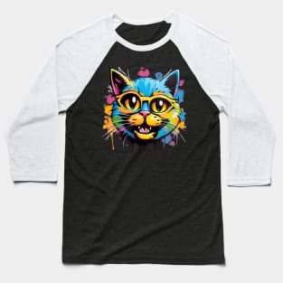 Colorful Graffiti Cat Baseball T-Shirt